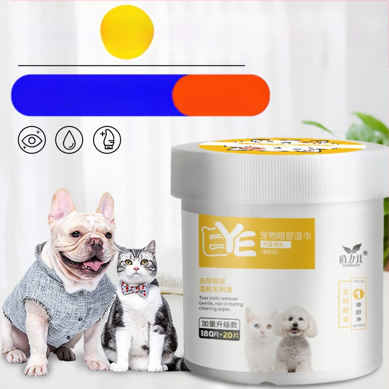 Drėgnos servetėlės augintinių akių valymui 200 kačių. Naudokite drėgnas servetėles augintinių akių išmatoms valyti.