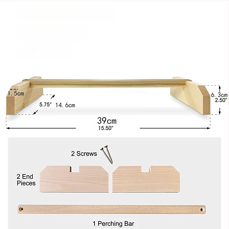 Комплект от две части за гнездо на петел и кокошка, дървен прът за пиле, поставка за домашен любимец и папагал.