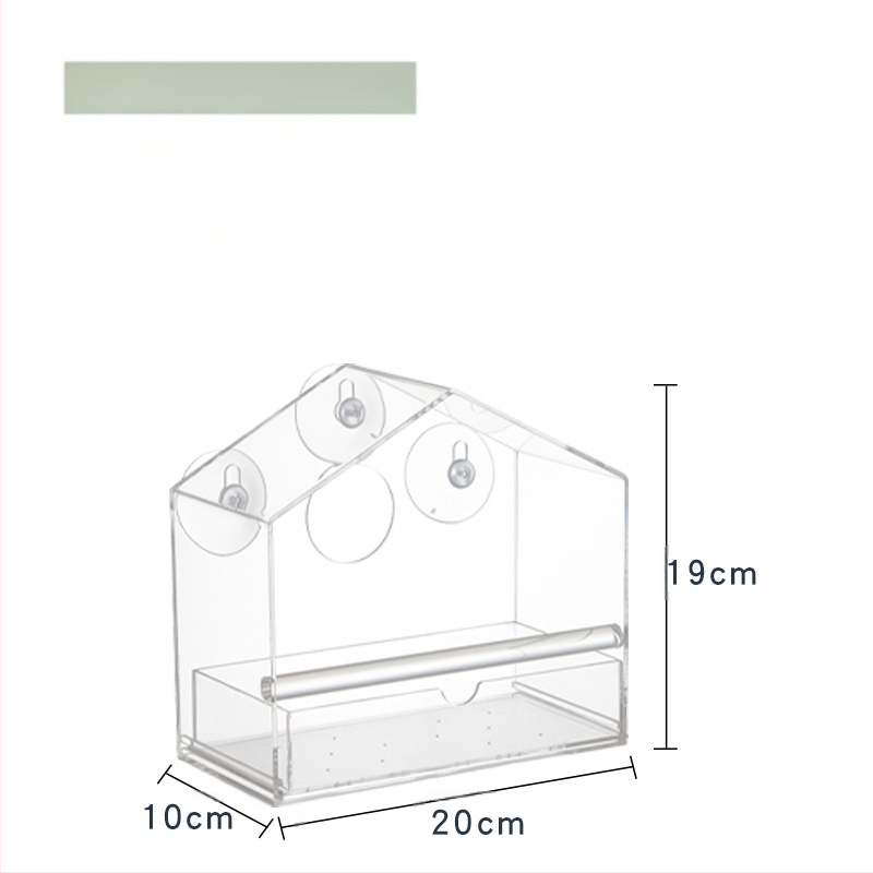 Tarpvalstybinis akrilinis paukščių narvelis, skaidrus, mažas naminių paukščių sieninis tiektuvas, lauko adsorbcinis plastikinis paukščių lesyklėlė