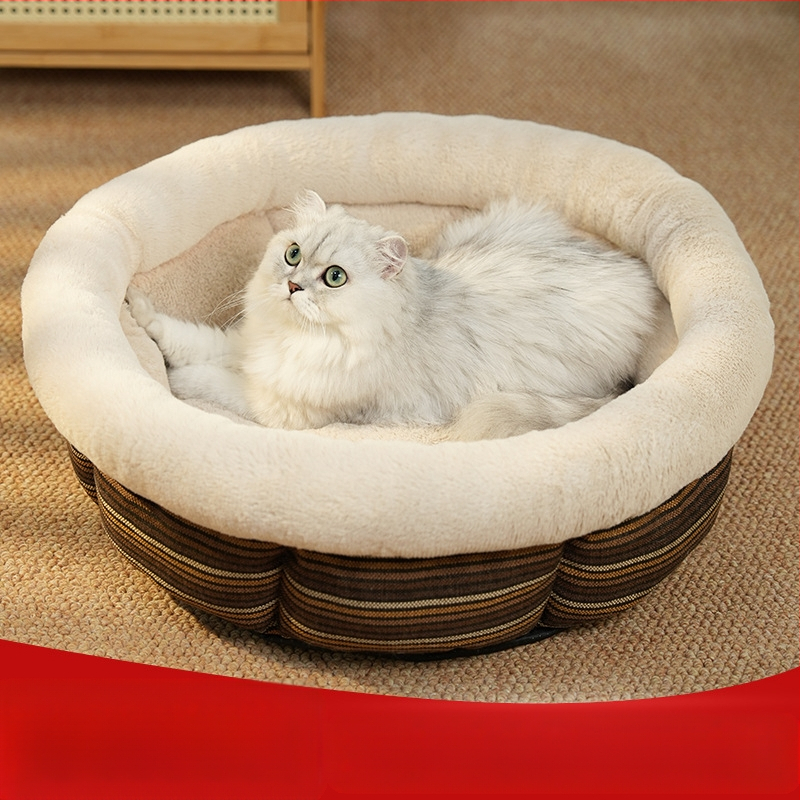 Kutyakennel Kutyaszőnyeg Utánzat Vászon Kerek Kennel Csúszásmentes Kis és Közepes Testű Kutyáknak Téli Meleg Kutyaketrec Kutyaágy Kisállat Fekhely Macskakennel