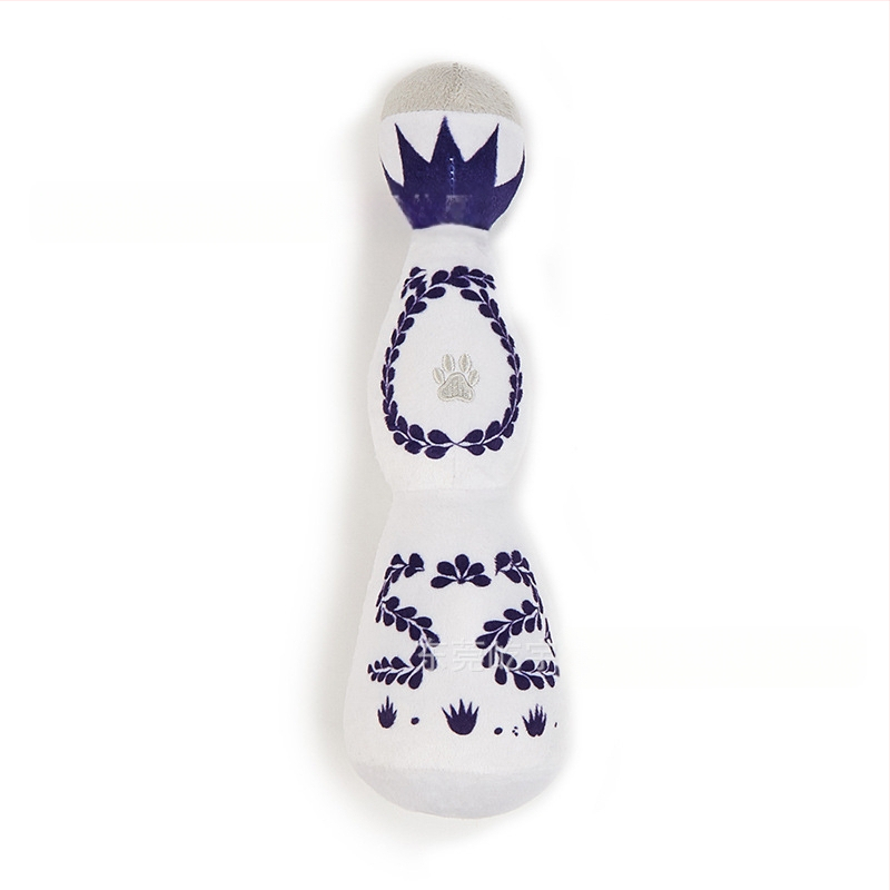 Nauja sandėlyje Pliušinis žaislas su balsu, spalvingas emalio vyno butelio formos, šuo, katė, augintinis, su balso efektu