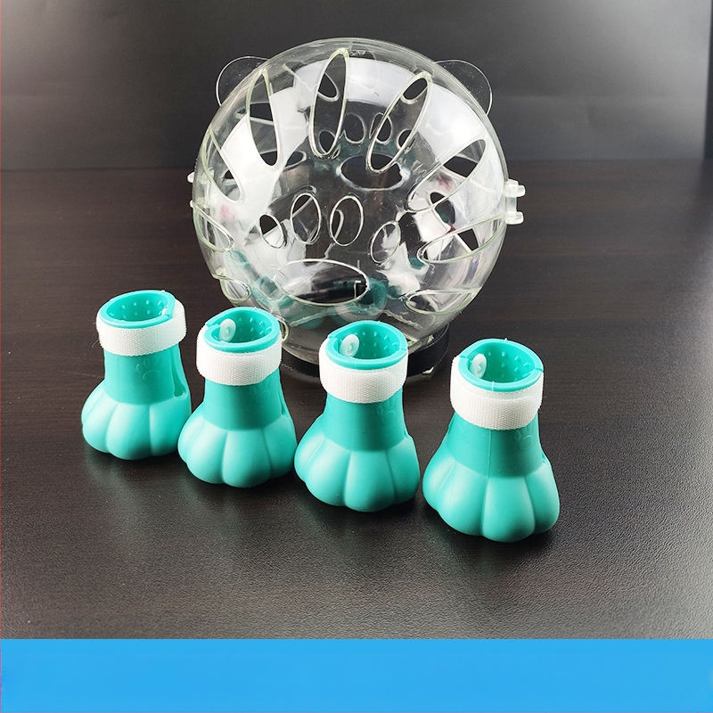 Katės galvos apdangalas su gaubtu, apsaugančiu nuo laižymo, apsaugančiu nuo įkandimo, permatomas, sferinis, kvėpuojantis. Elžbietos žiedo formos katės galvos apdangalas.