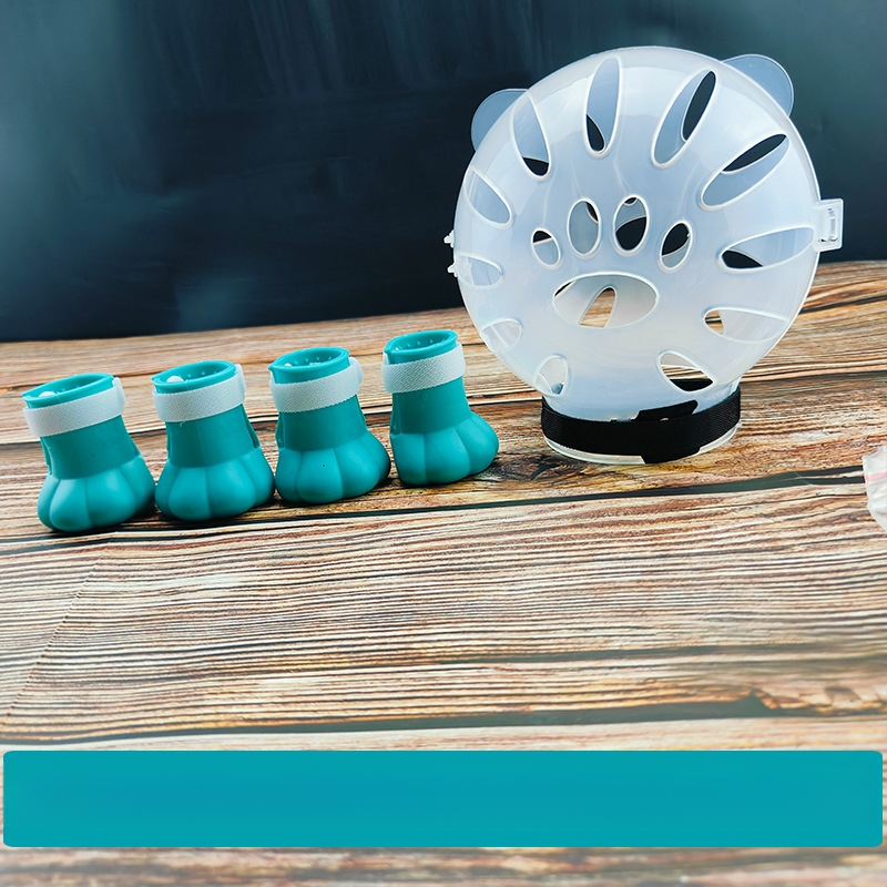 Katės galvos apdangalas su gaubtu, apsaugančiu nuo laižymo, apsaugančiu nuo įkandimo, permatomas, sferinis, kvėpuojantis. Elžbietos žiedo formos katės galvos apdangalas.