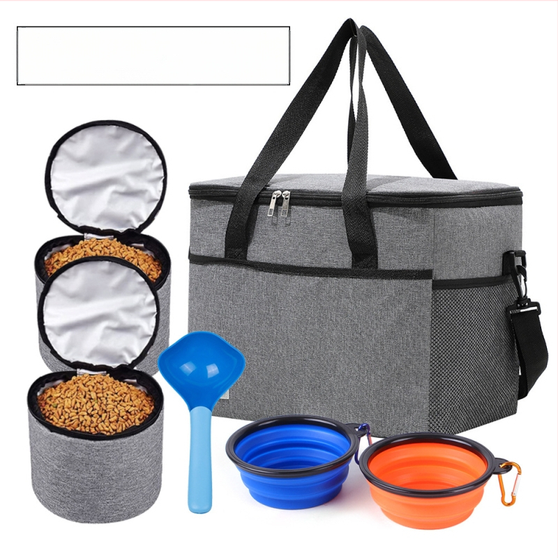 Нова преносима чанта за кучешки принадлежности, костюм за пътуване, чанта за закуски, чанта за кучешка храна, костюм за домашни любимци, костюм за кучешки принадлежности