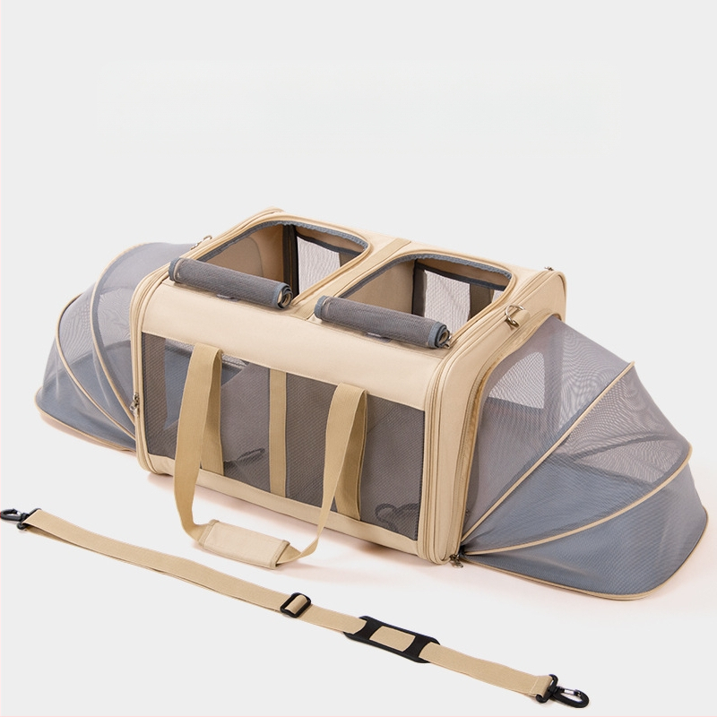 Kassikott Väljaminev kaasaskantav laiendatav käekott Kahe kassiga luukpäraga isoleeritud kokkupandav õlakott ristikere lemmikloomale