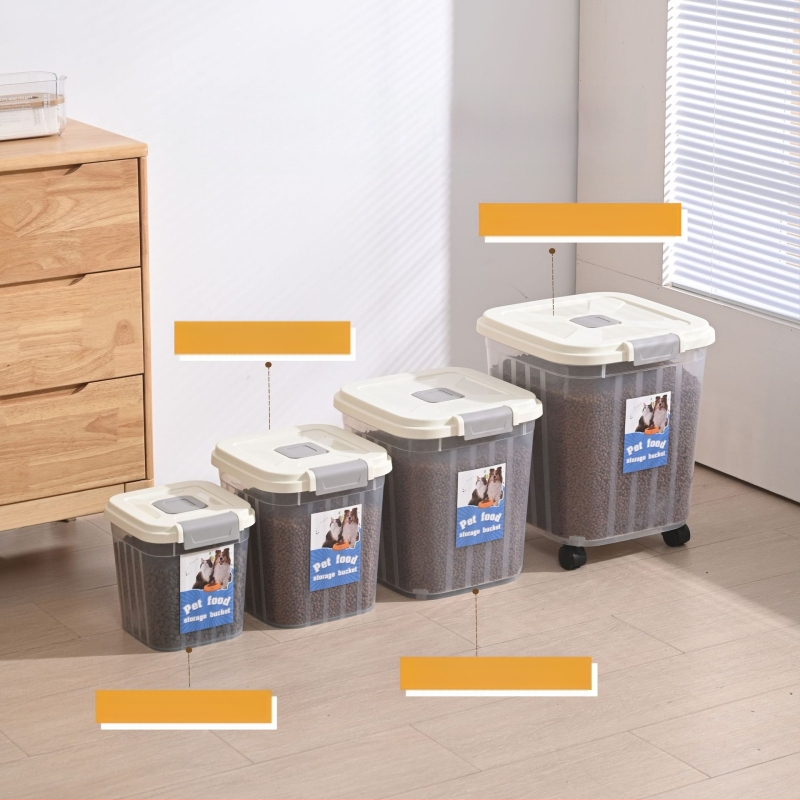 30 kg suure mahutavusega kassitoiduämber lemmikloomadele, majapidamisse suletud niiskuskindel putukakindel kassitoidu koeratoidu hoiustamine läbipaistev hoiuämber