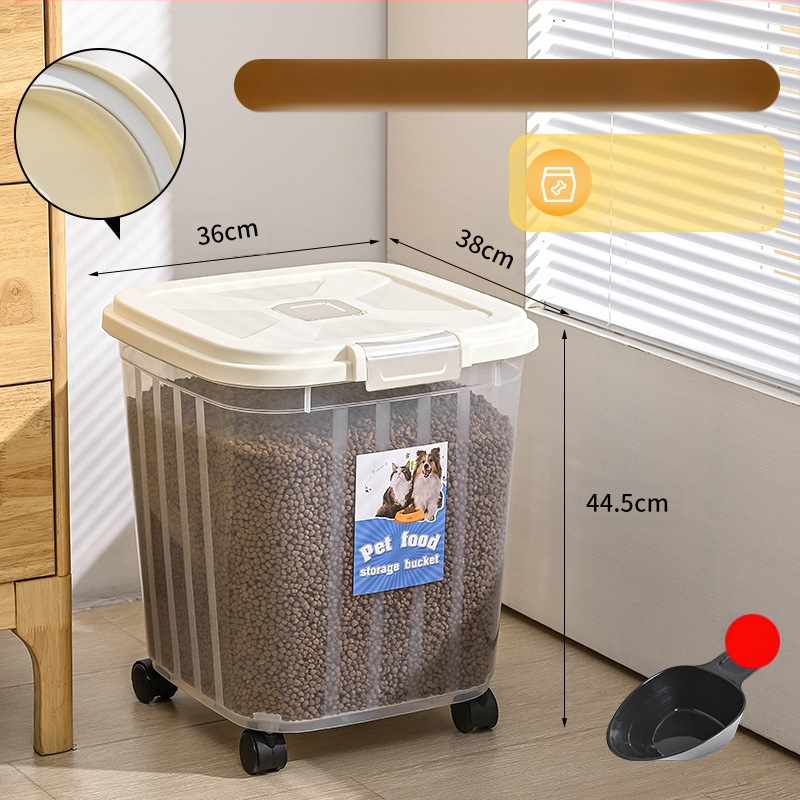 30 kg suure mahutavusega kassitoiduämber lemmikloomadele, majapidamisse suletud niiskuskindel putukakindel kassitoidu koeratoidu hoiustamine läbipaistev hoiuämber