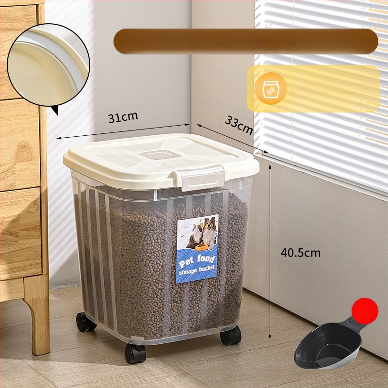 30 kg suure mahutavusega kassitoiduämber lemmikloomadele, majapidamisse suletud niiskuskindel putukakindel kassitoidu koeratoidu hoiustamine läbipaistev hoiuämber