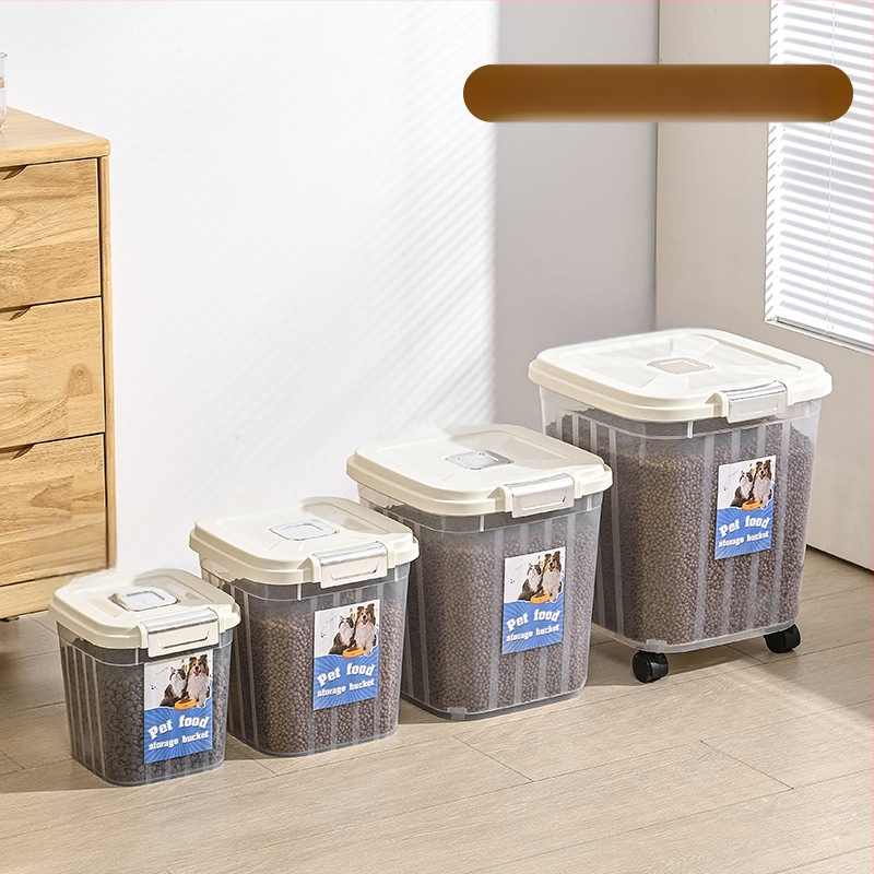 30 kg suure mahutavusega kassitoiduämber lemmikloomadele, majapidamisse suletud niiskuskindel putukakindel kassitoidu koeratoidu hoiustamine läbipaistev hoiuämber