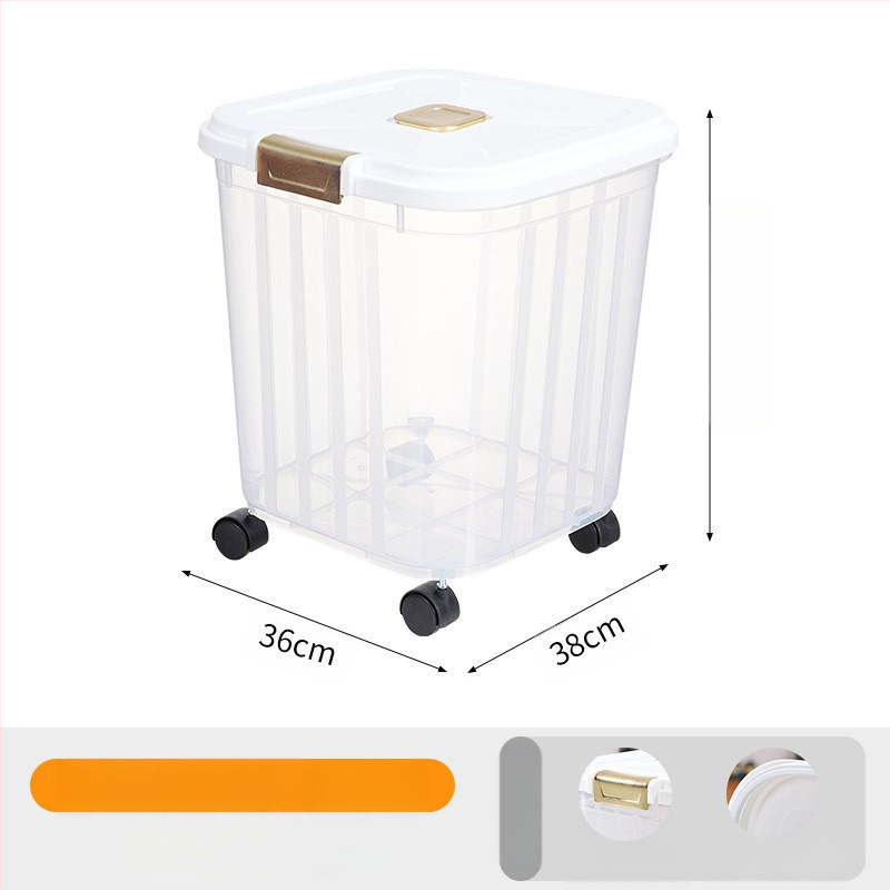 30 kg suure mahutavusega kassitoiduämber lemmikloomadele, majapidamisse suletud niiskuskindel putukakindel kassitoidu koeratoidu hoiustamine läbipaistev hoiuämber