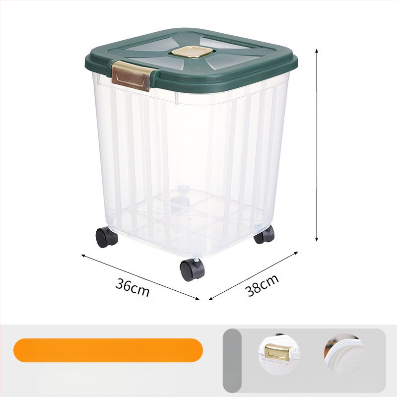 30 kg suure mahutavusega kassitoiduämber lemmikloomadele, majapidamisse suletud niiskuskindel putukakindel kassitoidu koeratoidu hoiustamine läbipaistev hoiuämber