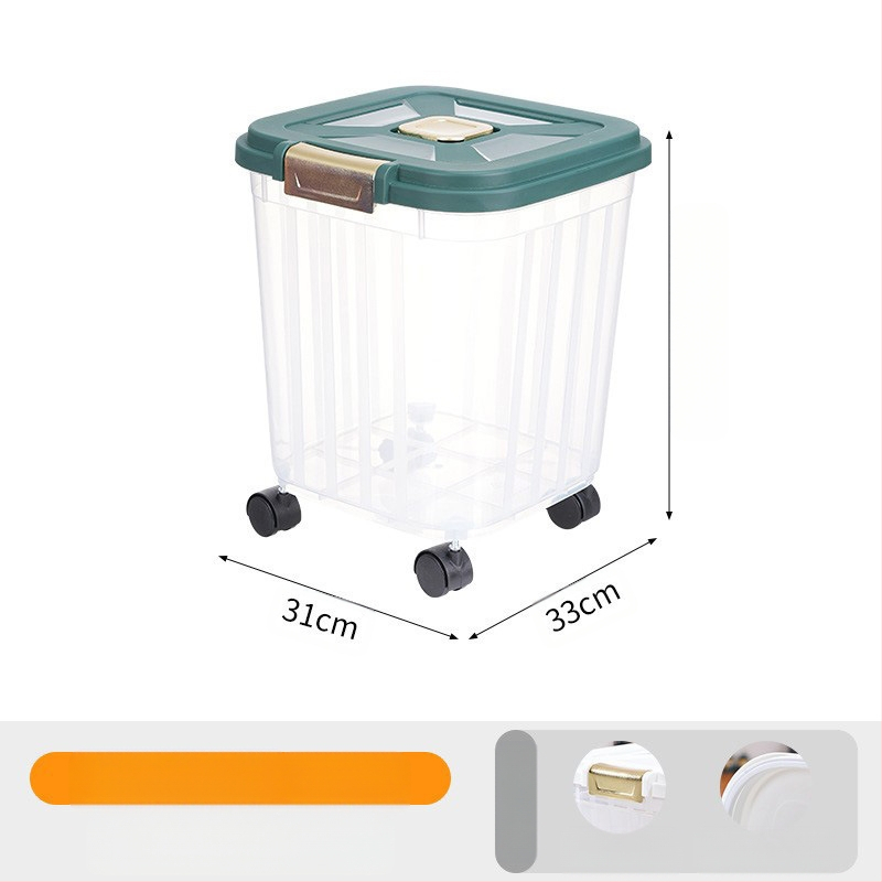 30 kg suure mahutavusega kassitoiduämber lemmikloomadele, majapidamisse suletud niiskuskindel putukakindel kassitoidu koeratoidu hoiustamine läbipaistev hoiuämber