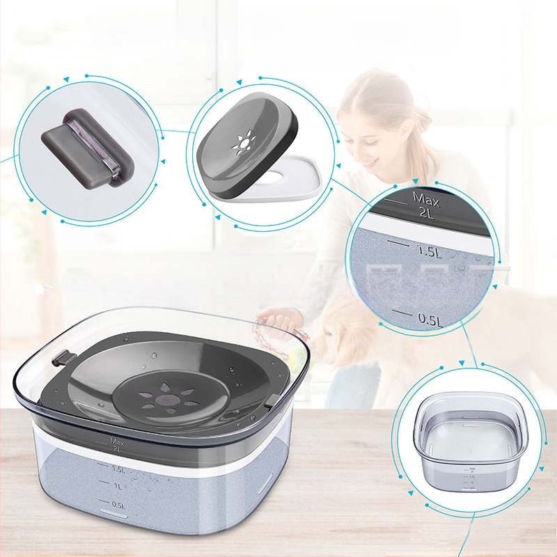 Amazon karstā izpārdošana lielas ietilpības caurspīdīga mājdzīvnieku ūdens bļoda bez mitras mutes kaķu suņu ūdens bļoda mājdzīvnieku peldoša bļoda barības piederumi