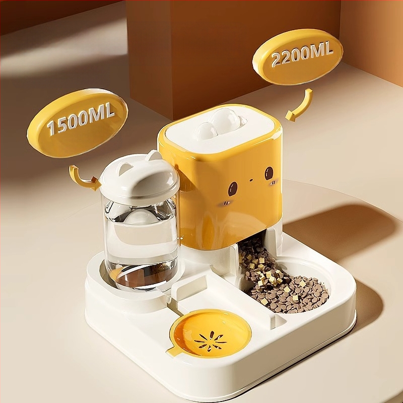 Automatinis kačių ėdalo dubenėlis katėms, ryžių dubenėlis maistui šunims, dvigubas dubenėlis geriamajam vandeniui, kačių artefaktams, geriamajam vandeniui, viskas viename aparate