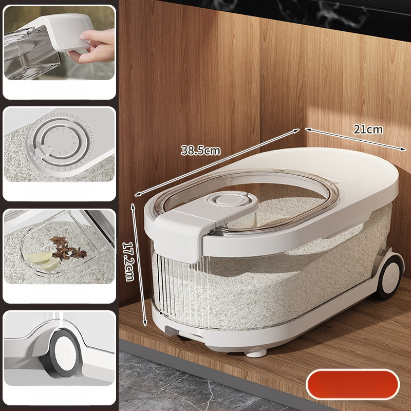 Ratiniai laikmačiai Ryžių kibiras Buitinis vabzdžiams ir drėgmei atsparus sandarus ryžių makaronų bakas Ryžių laikymo dėžė 10 kg maistinių grūdų laikymo kibiras