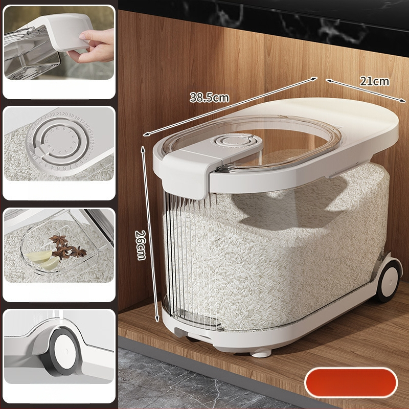 Ratiniai laikmačiai Ryžių kibiras Buitinis vabzdžiams ir drėgmei atsparus sandarus ryžių makaronų bakas Ryžių laikymo dėžė 10 kg maistinių grūdų laikymo kibiras