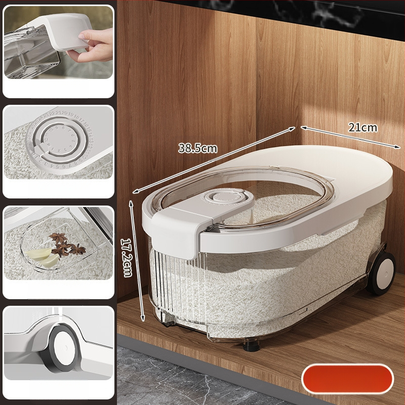 Ratiniai laikmačiai Ryžių kibiras Buitinis vabzdžiams ir drėgmei atsparus sandarus ryžių makaronų bakas Ryžių laikymo dėžė 10 kg maistinių grūdų laikymo kibiras