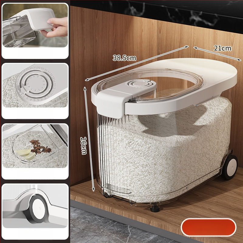 Ratiniai laikmačiai Ryžių kibiras Buitinis vabzdžiams ir drėgmei atsparus sandarus ryžių makaronų bakas Ryžių laikymo dėžė 10 kg maistinių grūdų laikymo kibiras