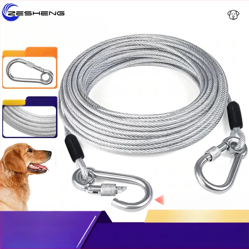 Piiriülene kuummüük lemmikloomade jalutusrihm roostevabast terasest trossist hammustusvastane kulumiskindel koerakett õues kasutamiseks mõeldud poltidega koerarihm