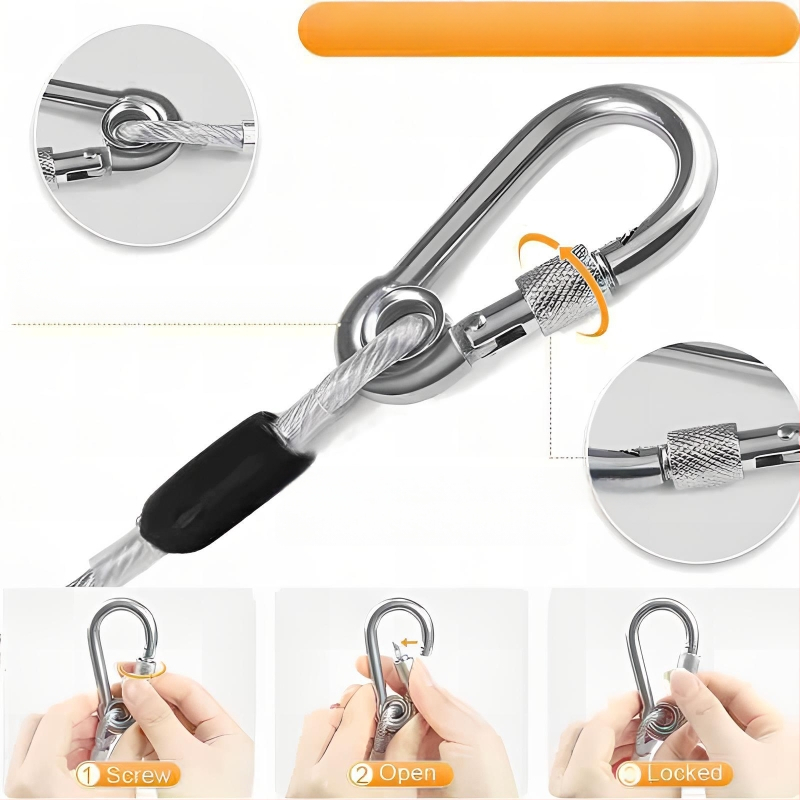 Piiriülene kuummüük lemmikloomade jalutusrihm roostevabast terasest trossist hammustusvastane kulumiskindel koerakett õues kasutamiseks mõeldud poltidega koerarihm