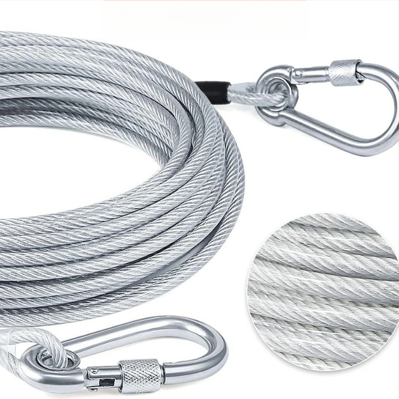 Piiriülene kuummüük lemmikloomade jalutusrihm roostevabast terasest trossist hammustusvastane kulumiskindel koerakett õues kasutamiseks mõeldud poltidega koerarihm