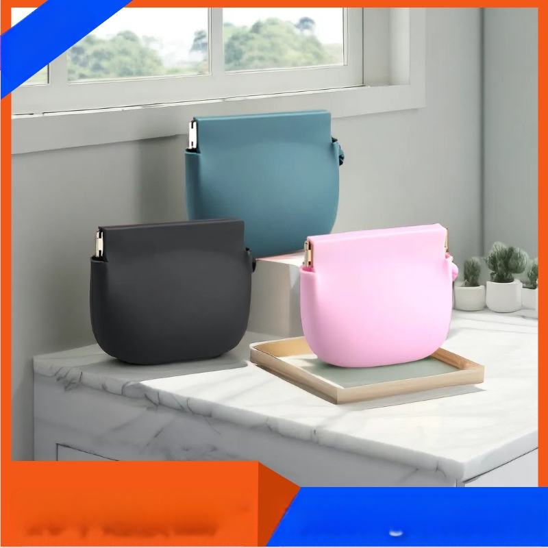 Nauja silikoninė šrapnelio formos monetų laikymo piniginė su rankomis užrišama sagtimi, silikoninė lūpų dažų laikymo piniginė, ausinių ir raktų laikymo piniginė