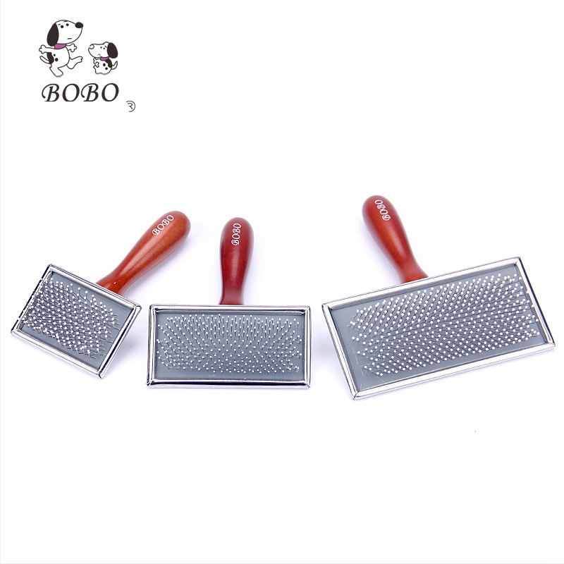 Bobo pieptene cu ac pentru animale de companie, pieptene de înfrumusețare pentru câini, pisică, pieptene pentru îndepărtarea părului, mâner din lemn, pieptene cu ac pentru pisică, pisică, câine, perie de îndepărtare a părului