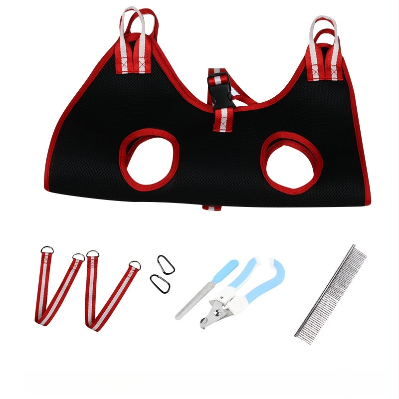 Hamac pentru tunderea unghiilor pentru pisici și câini, pentru frumusețea animalelor de companie, pentru pisici și câini de dimensiuni mici și mijlocii, fix, agățat, geantă auxiliară de spălat pisici