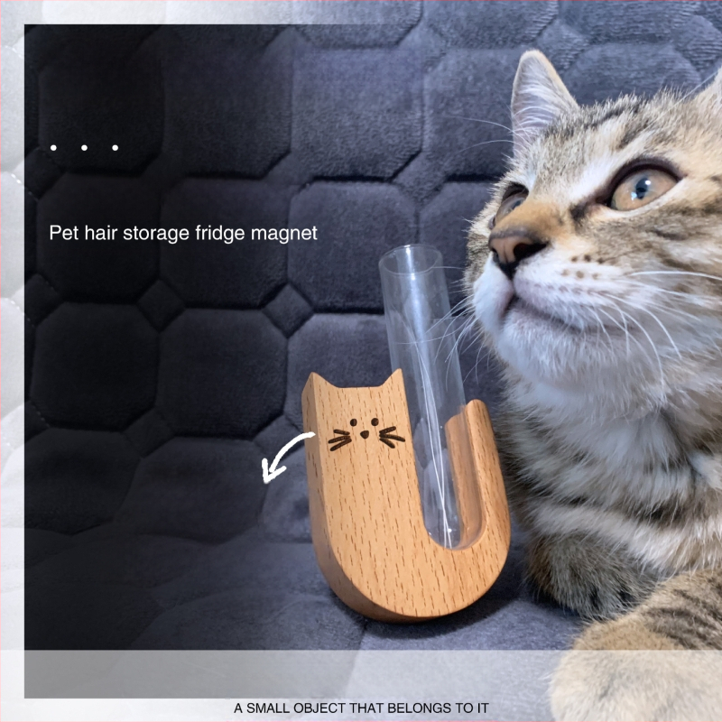 Täispuidust lemmikloomade karvade mälestuskarp, kassihabemega külmkapi kleebiste kollektsioon, suveniirkoer, kassihabeme koguja