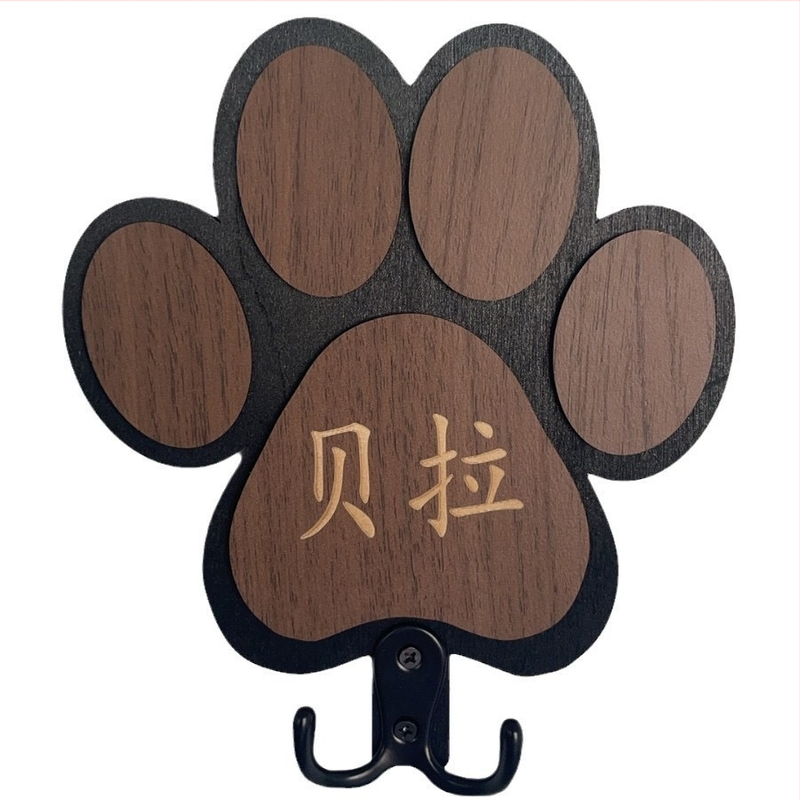 Medinis šuns pavadėlio kaulo formos daiktadėžės stovas, drabužių spintos antkaklio kabliukas, masyvios medienos letenos atspaudo sieninis kabliukas, animacinių filmukų šuns virvės stovas