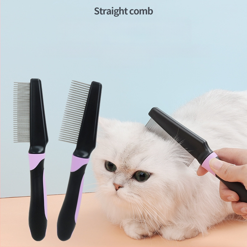 Χτένα για κατοικίδια για γάτες για την αφαίρεση τριχών που επιπλέουν, χτένα για κόμπους, χτένα διπλής όψης για τράβηγμα τριχών σκύλου, χτένα για ψύλλους, είδη περιποίησης κατοικίδιων ζώων