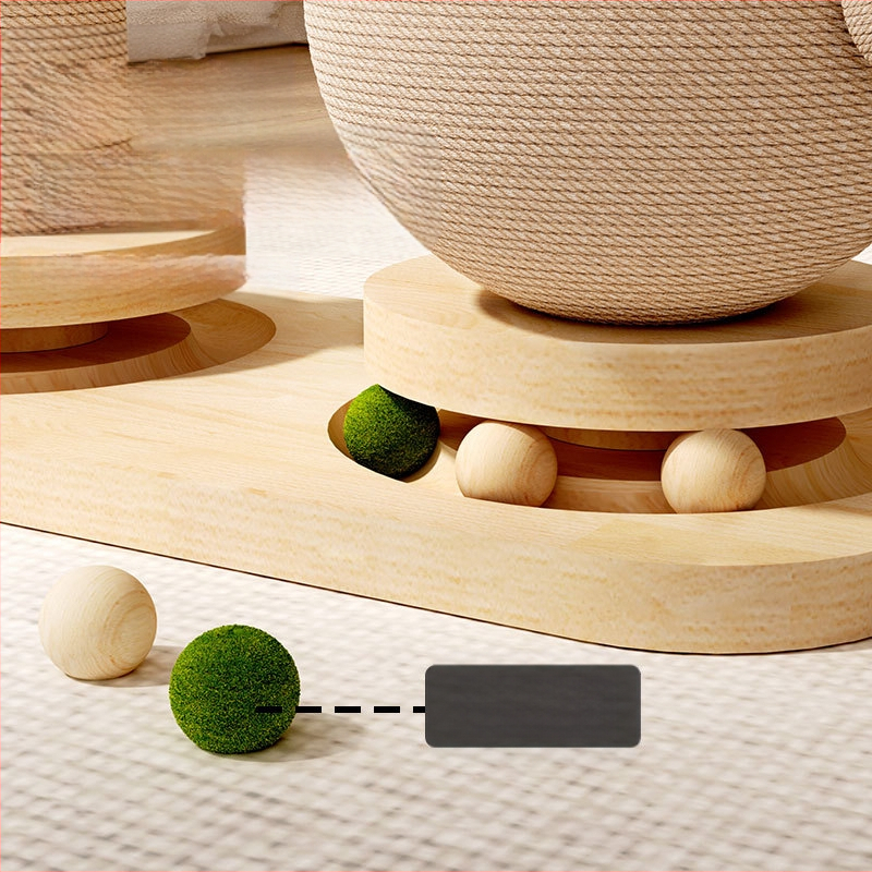 Kokoso medžio masyvo katėms skirtas besisukantis stacionarus draskyklės stovas, skirtas katėms su pagaliuku, skirtas draskyti, patvarus žaislas katėms, sizalio spalvos, laipiojimo stovas katėms, kryžminis kraštas