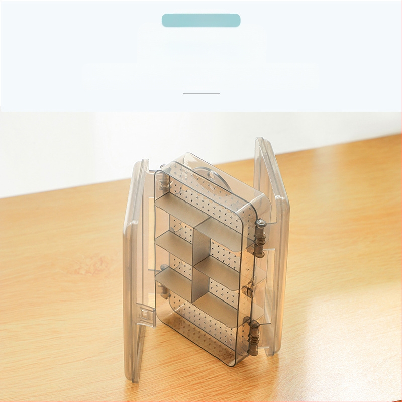 Viegla, grezna, divslāņu, sadalīta rotaslietu kastīte, caurspīdīga auskaru rotaslietu uzglabāšanas kastīte, ērta divpusēja mini uzglabāšanas kastīte ar 10 režģiem