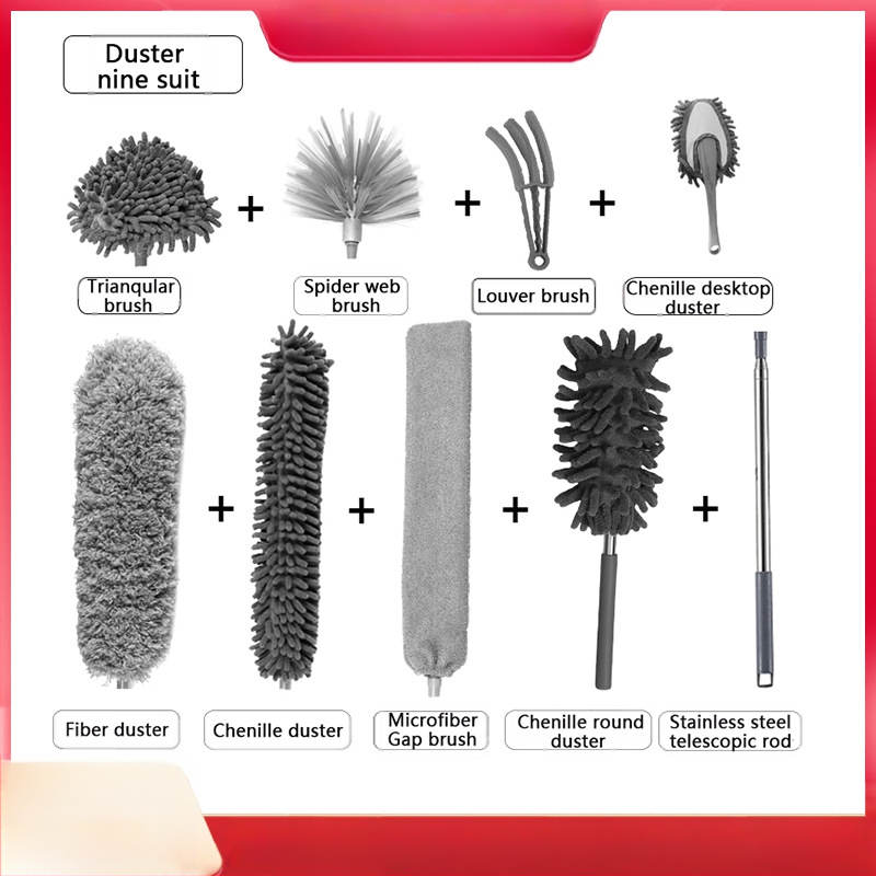 Hulgimüük majapidamises kasutatav elektrostaatiline tolmuhari roostevabast terasest teleskooppainutuskiust puhastuslapp tolmu pühkimise artefakt