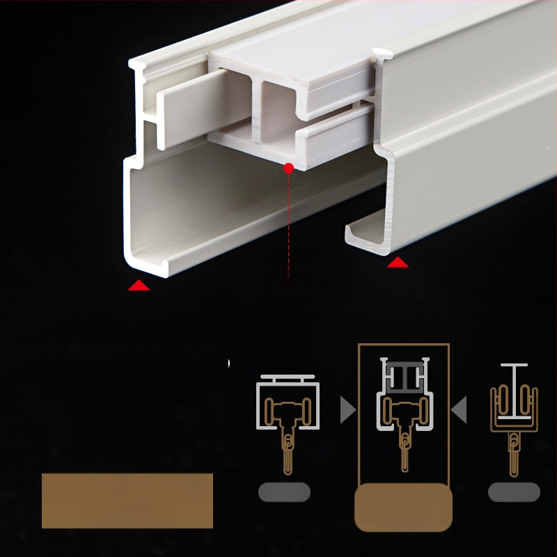 Bėginio užuolaidų strypas Sulankstomas balkono užuolaidų bėgelis Viršutinė pertvaros užuolaida Šoninė U formos įlankos lango viengubo ir dvigubo bėgelio užuolaidų dėžė