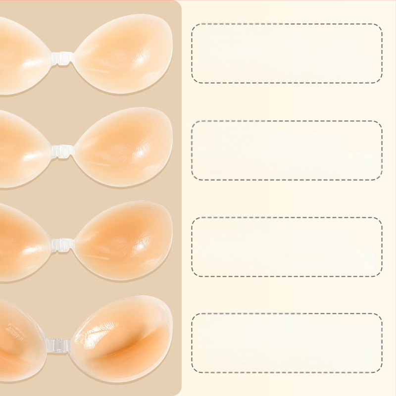 Silikoninė krūtų lopinėlis moteriška nematoma silikoninė liemenėlė su storintu „Push-up“ krūtų lopinėliu be petnešėlių apatiniai silikoninė liemenėlė yra sandėlyje