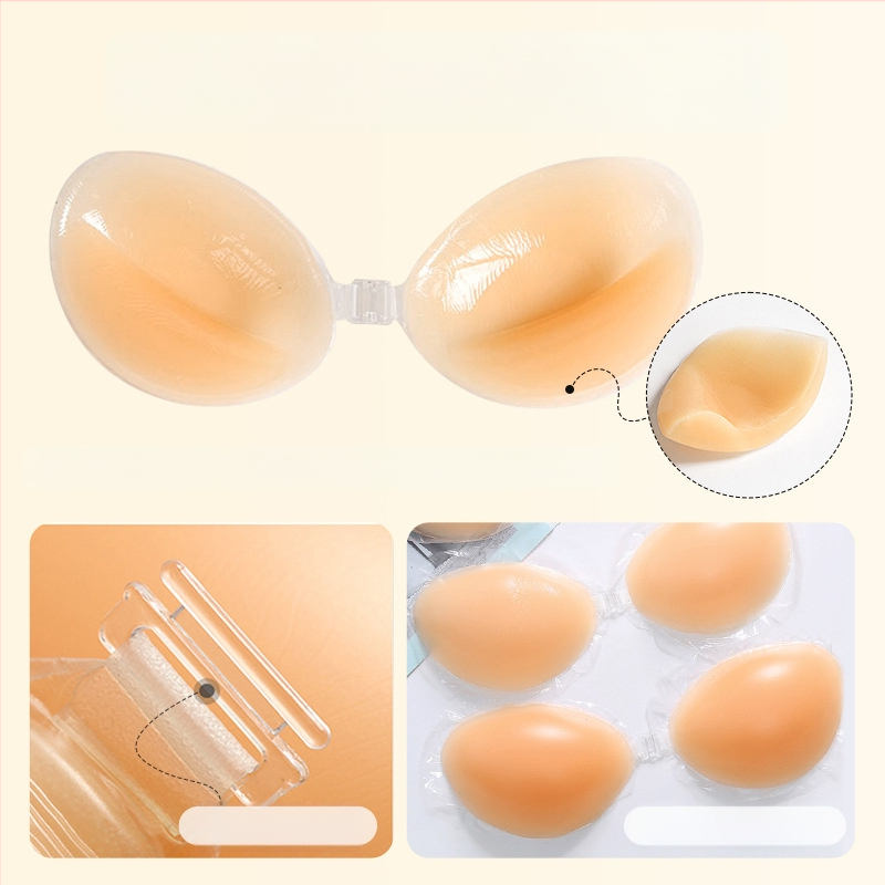 Silikoninė krūtų lopinėlis moteriška nematoma silikoninė liemenėlė su storintu „Push-up“ krūtų lopinėliu be petnešėlių apatiniai silikoninė liemenėlė yra sandėlyje