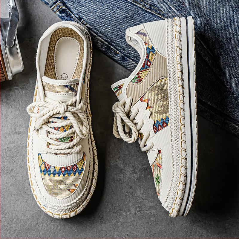 [noliktavā] Audekla apavi vīriešiem, pavasara, elpojoši, moderni, sporta, atpūtas, plakanie apavi, vecās Pekinas auduma kurpes, vasaras, Āzijas stila