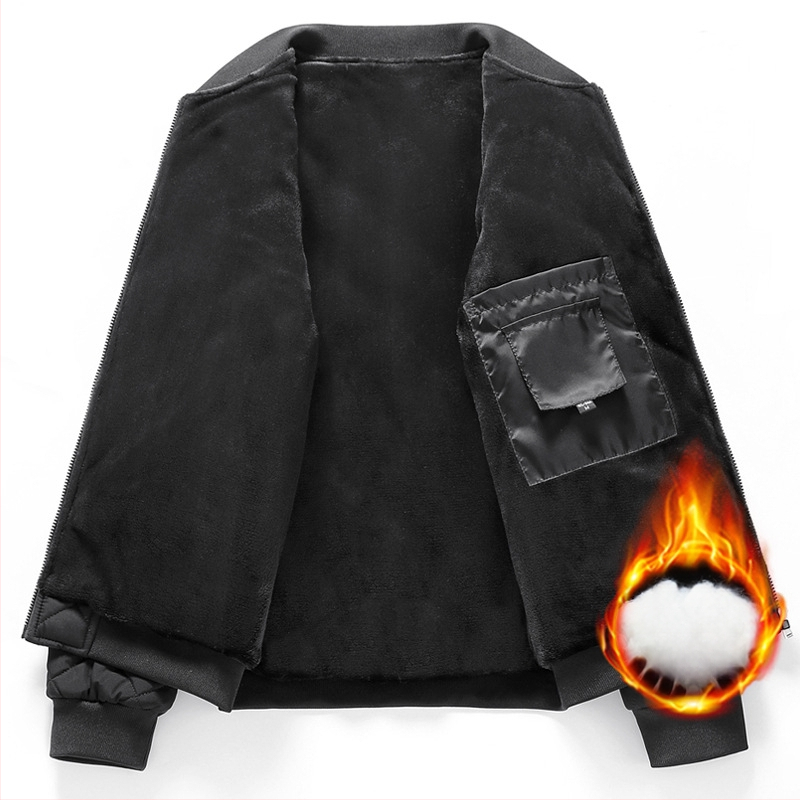 Jachetă de iarnă nouă, cu căptușeală din bumbac, pentru bărbați, cu guler înalt, căptușită cu fleece, îngroșată, la modă, cu guler de baseball, jachetă cu căptușeală din bumbac, haină caldă la modă