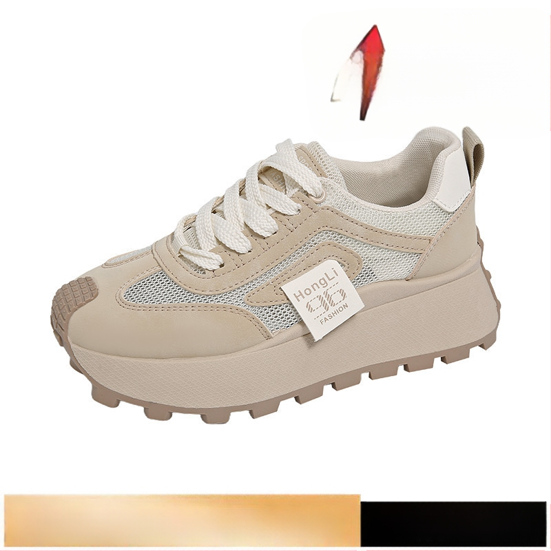 Pantofi de damă 2025 vara nouă plasă cu talpă groasă, pantofi sport casual cu creștere în înălțime, pantofi la modă pentru tata