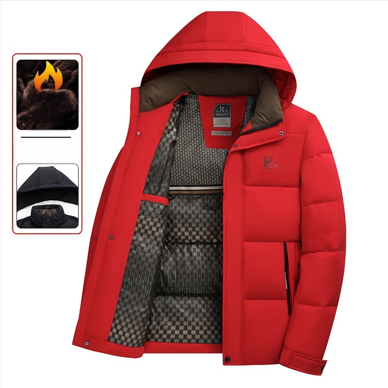 Jachetă de iarnă nouă din bumbac îngroșat pentru bărbați, casual, cald, cu glugă, detașabilă, ușoară, de lux, din bumbac pentru tată
