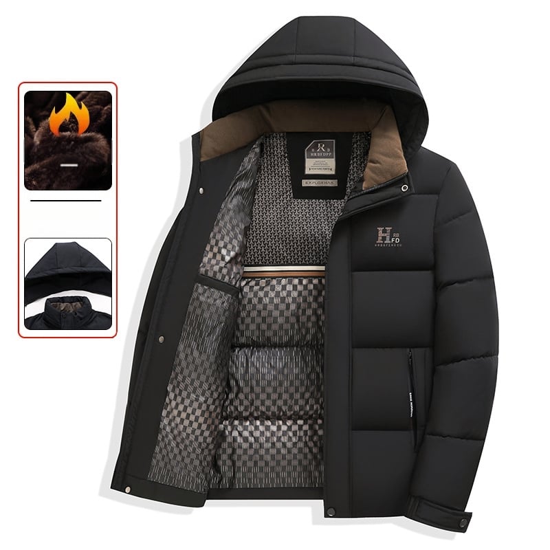 Jachetă de iarnă nouă din bumbac îngroșat pentru bărbați, casual, cald, cu glugă, detașabilă, ușoară, de lux, din bumbac pentru tată