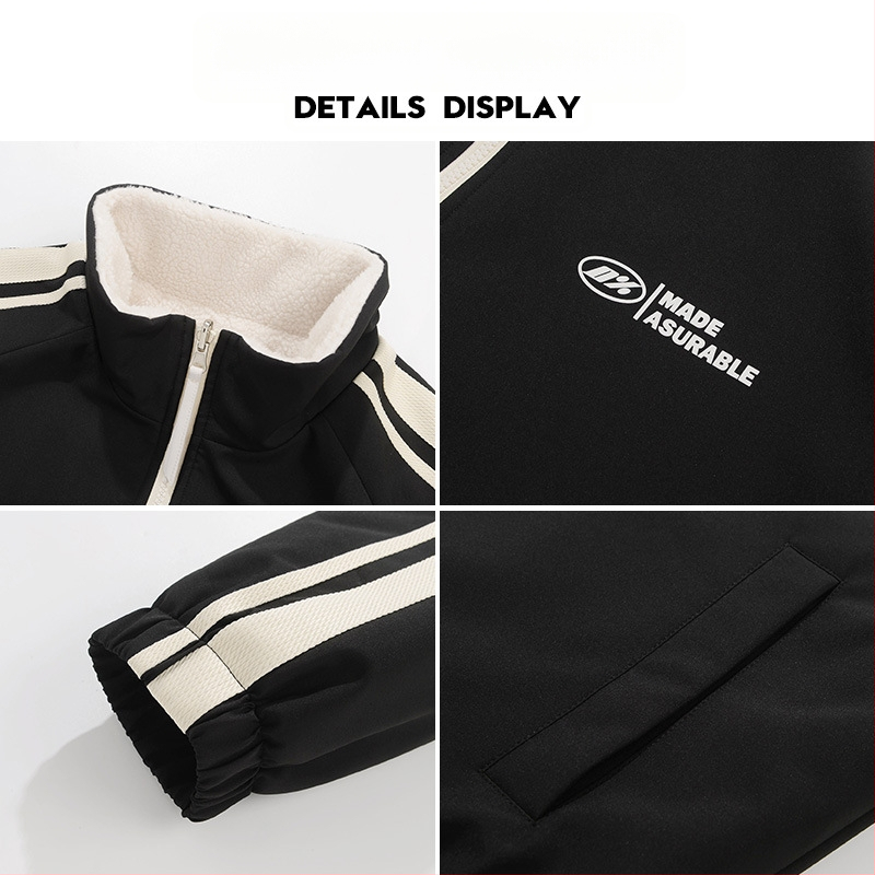 NASA madingas dvipusis ėriuko odos švarkas vyrams ir moterims rudens ir žiemos vilnos pamušalu, sustorinta šilta laisvalaikio apykakle, didmeninė prekyba