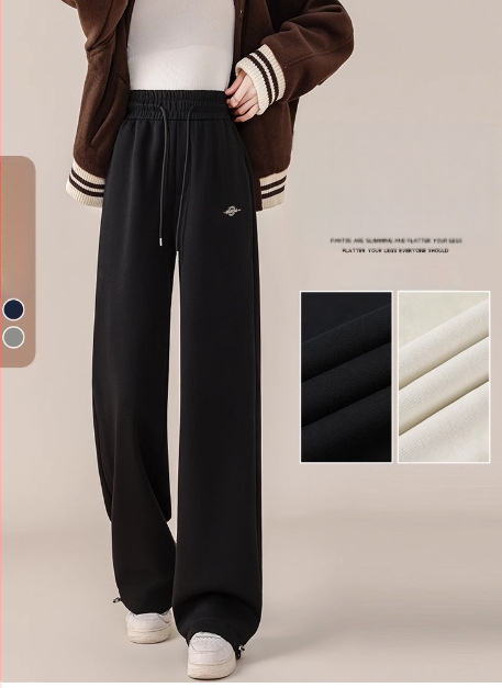 Negru Casual Sport Stradă Colegiu Căptușit cu fleece Drept Talie Joasă Cordon Talie Elastic Lejer Casual Colegiu Zilnic