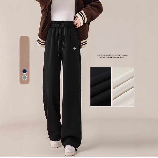 Negru Casual Sport Stradă Colegiu Căptușit cu fleece Drept Talie Joasă Cordon Talie Elastic Lejer Casual Colegiu Zilnic