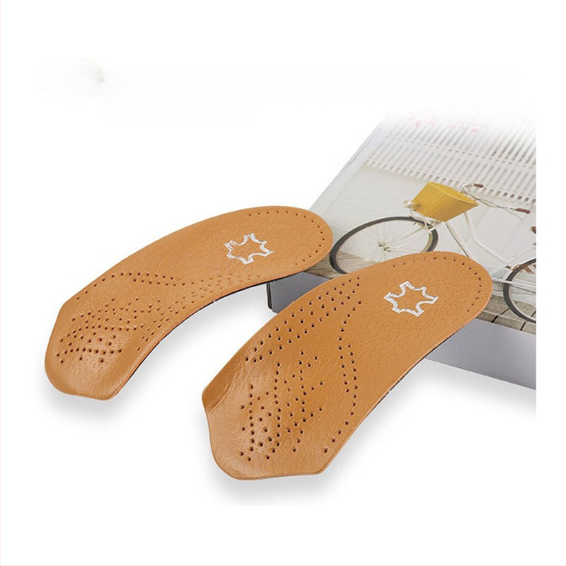 Veise nahast jalavõlvi korrigeeriv poolpadjaga lameda jala sisetald meeste ja naiste peidetud pruun nahast sisetald võlvi korrigeeriv sisetald