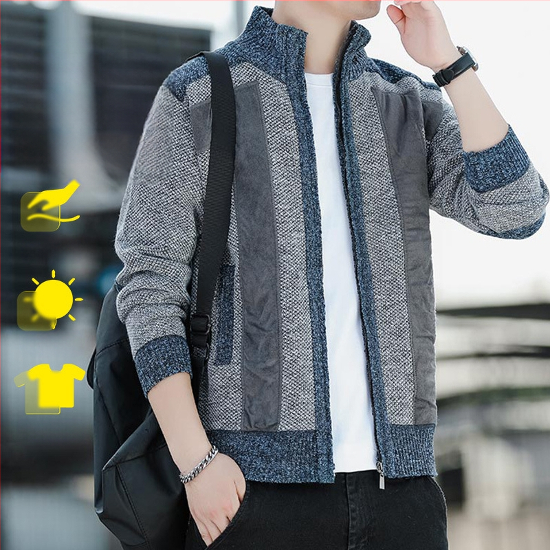 Žiemos naujas vyriškas megztinis su golfu ir užtrauktuku, madingas, madingas vyriškas drabužis su vilnos pamušalu, sustorintas megztinis vyrams