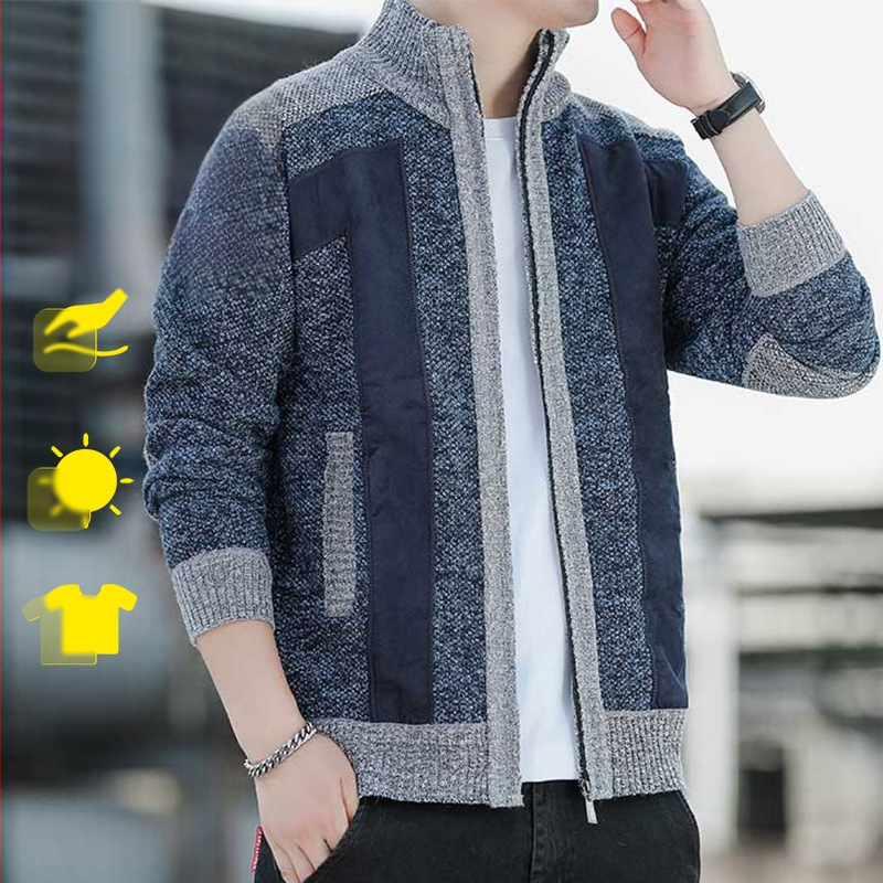 Žiemos naujas vyriškas megztinis su golfu ir užtrauktuku, madingas, madingas vyriškas drabužis su vilnos pamušalu, sustorintas megztinis vyrams