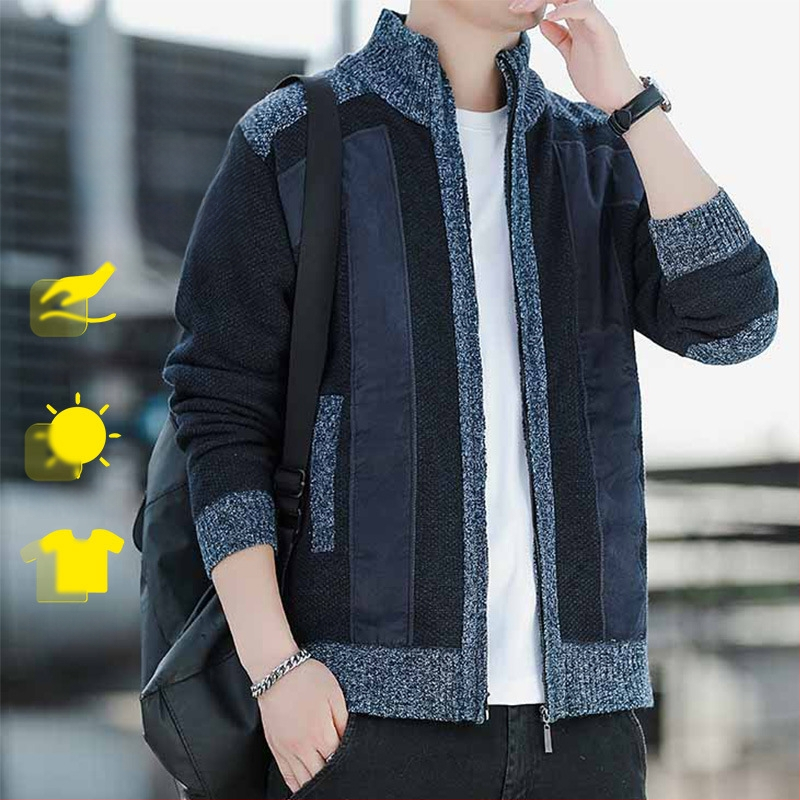 Žiemos naujas vyriškas megztinis su golfu ir užtrauktuku, madingas, madingas vyriškas drabužis su vilnos pamušalu, sustorintas megztinis vyrams