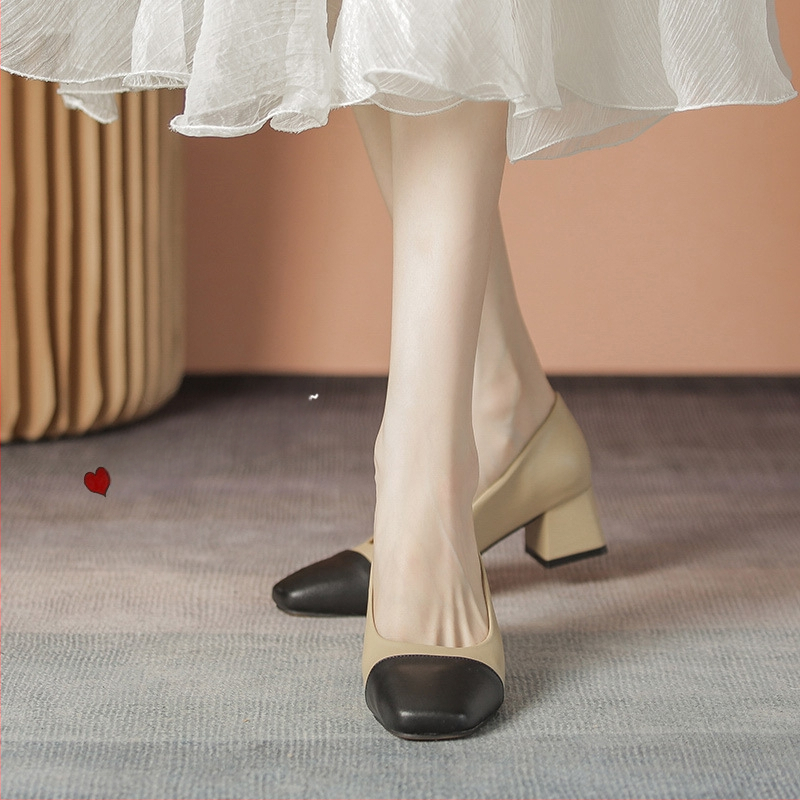 Pantofi Mary Jane vintage noi pentru femei, vârful pătrat francez, tocuri înalte, stil zână, pantofi mici din piele, mărime mare, toc gros, pantofi cu un singur strat